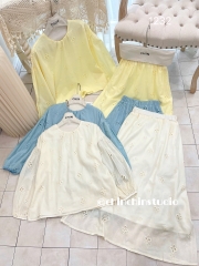 Set áo tay phồng kèm chân váng dài