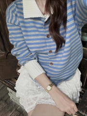 Áo len tay dài sọc xanh