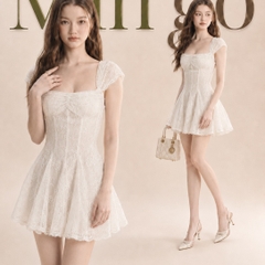 Đầm thiết kế 2 dây ren ngắn tùng xoè