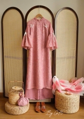 Áo dài tơ lông cổ bèo tay nơ