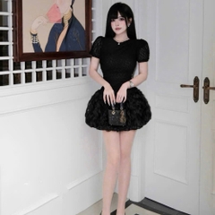 Đầm thiết kế lưới ren xoè phồng