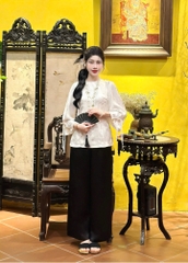 Bộ lam cổ xoắn màu loang ngọc tay