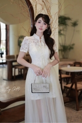 Đàm ren khuy ngọc phối tơ cổ tàu