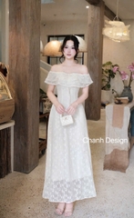 Đầm thiết kế trễ vai ren tầng