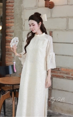 Áo dài tơ lông cổ bèo tay nơ