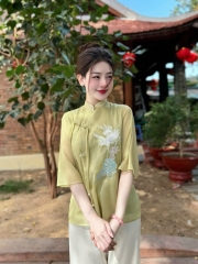 Bộ lam thêu phụng tơ đính ngọc