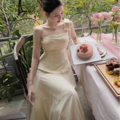 Đầm thiết kế cúp ngực chiết eo dáng dài