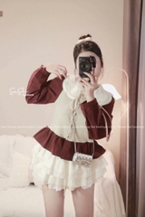 Áo kiểu xoè cổ bèo tay dài