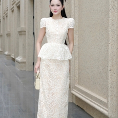 Đầm thiết kế peplum ôm ren body sanh chảnh