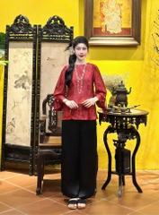Bộ lam cổ xoắn màu loang ngọc tay