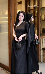 Đầm lụa chéo vai tag đá
