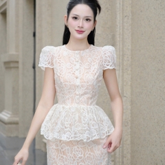 Đầm thiết kế peplum ôm ren body sanh chảnh