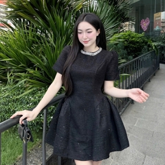 Đầm dạ cổ tròn xoè sang trọng dáng ngắn