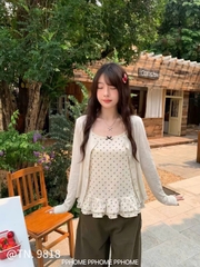 Áo kiểu 2 dây hoa nhí kèm áo khoác tay dài