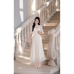 Đầm thiết kế 2 dây ren dáng dài kèm choàng