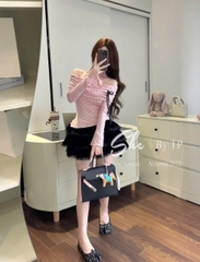 Set hồng trễ vai cv tầng
