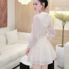 Đầm cổ sơ mi nhọn voan tơ