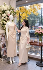 Đầm lụa chéo vai tag đá