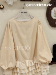 Đầm tay phồng phối ren tầng
