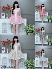 Đầm dây caro nơ ngang ngực LS46065