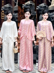 Đồ lam tơ tằm 3 lá may mắn