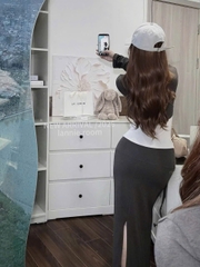 Set áo 2 dây nhúng ngực khoác ngoài kèm chân váy dài