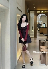 Set đầm dây hoa nhí kèm khoác pl