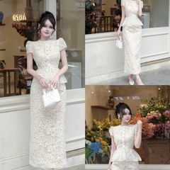 Đầm thiết kế peplum ôm ren body sanh chảnh