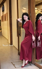 Đầm lụa chéo vai tag đá