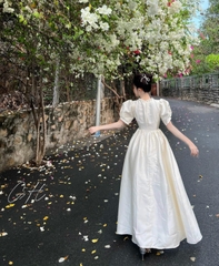 Đầm cổ ngọc đính tay bồng dáng xoè H