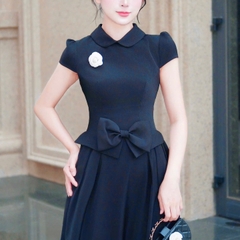 Đầm cổ sen thiết kế kín đáo đi tiệc sang chảng dáng dài cao cấp