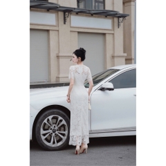 Đầm thiết kế cổ cao full ren cao cấp