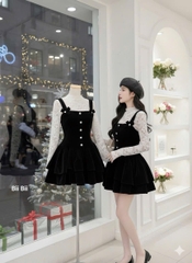 Set yếm nhung cổ vuông