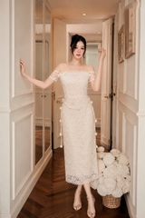 Đầm thiết kế trễ vai full ren ôm body