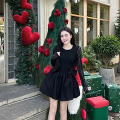Đầm thiết kế tay dài cổ tròn chân bồng sang chảnh