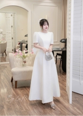 Đầm trắng xoè nơ sau cao cấp H