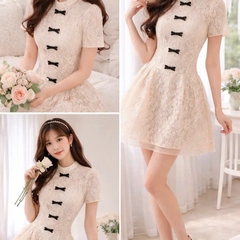Đầm thiết kế thêu ren nơ dọc