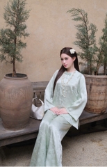 Lam gấm trúc cổ tròn cúc ngọc