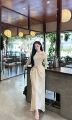 Đầm thiết kế cổ tròn dáng dài ôm body