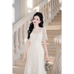 Đầm thiết kế 2 dây ren dáng dài kèm choàng