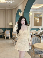 Đầm 2 dây hoa nhí kèm khoác Pl
