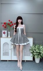 Đầm dây caro nơ ngang ngực LS46065