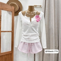 Set bikini 3 món áo tay dài áo dây quần ngắn thun kèm kẹp hoa