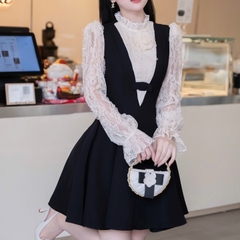 Đầm thiết kế phối ren cao cấp xoè tiểu thư