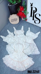 Đầm ngắn cổ vuông 3 tầng ren xanh mỏng