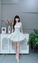 Váy 2 dây cúp ngực bi to ngắn