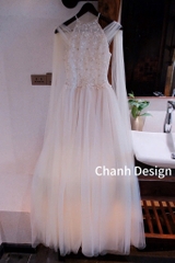 Đầm thiết kế cổ yếm voan tùng xoè