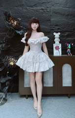 Đầm hoa nhí chiết eo tùng xòe