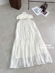 Đầm 2 dây bèo trước ngực dáng dài