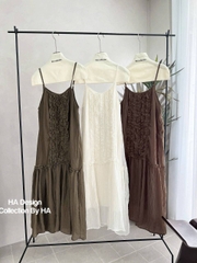 Đầm 2 dây bèo trước ngực dáng dài